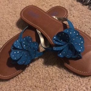 Turquoise Blue flat sandal with bling